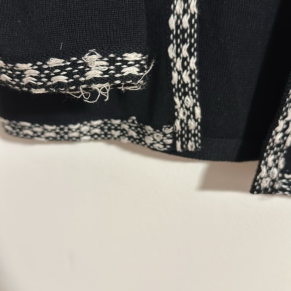 Carolina Herrera New York 100% wool black cream open cardigan stitched - Picture 6 of 10